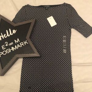 Polo Navy Shirt Square Designs Quarter Sleeve XXS